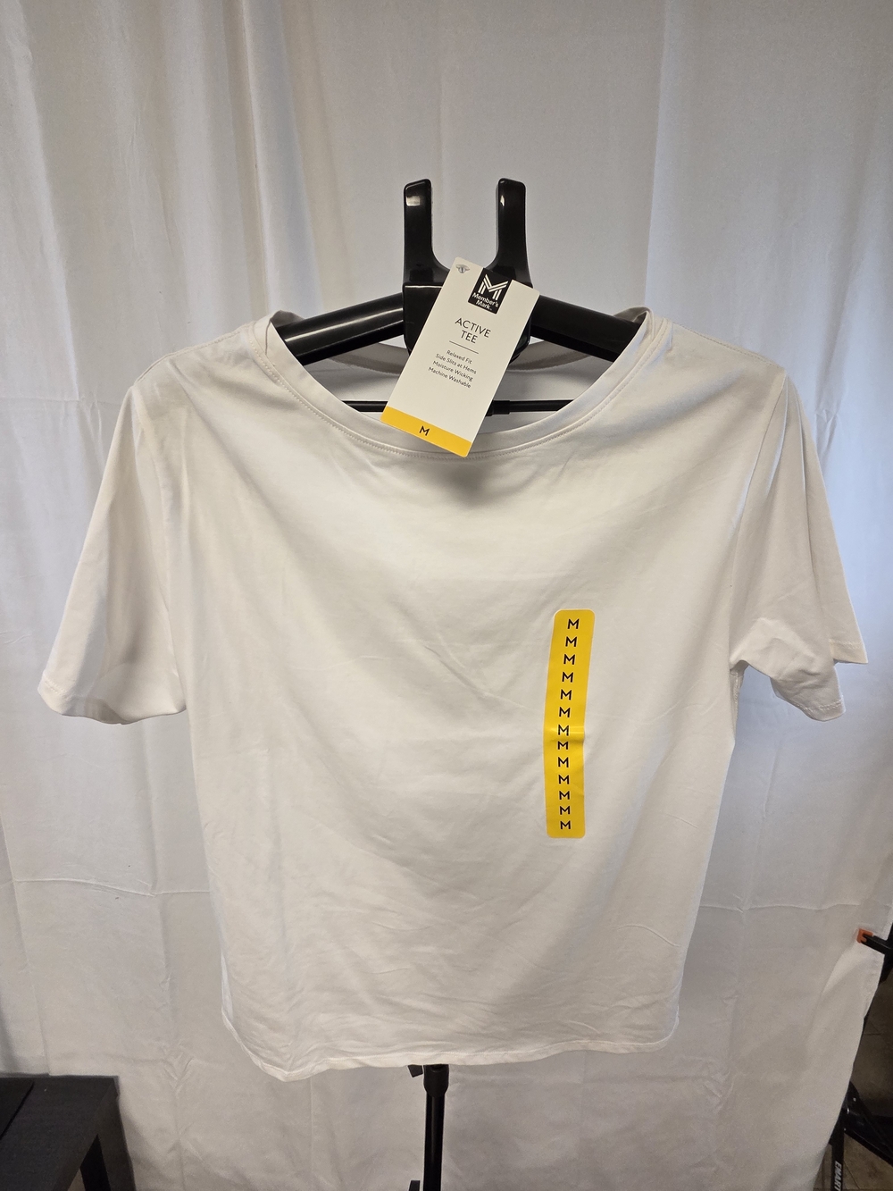 MM Active Crewneck Short Sleeve Tee - White with Yellow Accent